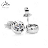 Round Moissanite Bezel Setting Stud Earrings Women Only Gifts For Festivals And Anniversaries