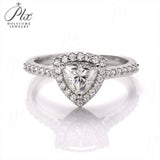 Trillion Cut 1CT 925 Sterling Silver Half-Eternity Halo Moissanite Ring Women Only Gifts For Festivals And Anniversaries