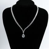 Elegant 925 Sterling Silver Crystal Necklace with Pear/Emerald/Round/Radiant Pendant Luxury Sparkling Jewelry for Weddings Parties and Special Events