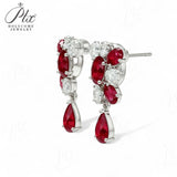 925 Sterling Silver Earrings Pear Cut Lab Grown Ruby Moissanite Earrings Unique Fine Jewelry For Women Men Party Gifts Charms