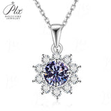 Moissanite Necklace Sunflower Pendant Multicolor Round Cut 1ct Women Wedding Party Engagement Special Gifts Charms Fine Jewelry