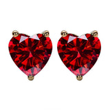 Heart Shaped Stud Earrings Lab Grown Gemstones Ruby Sapphire Emerald S925 Sterling Silver GRA Certificate Charms Birthday Gift