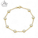 Moissanite Bracelet with 2.4CT D White/Black/Vivid Blue/Green Round Moissanite 925 Silver Plated Gold Women Man Party Gift Daily