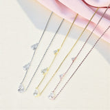 Gradient Moissanite Necklace for Women 3 Gems Pear Cut Certified Luxury Pendant 0.5-5CT Jewelry Sterling Silver 925