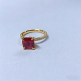 Lab Grown Gemstone Ring with Asscher Cut Ruby Sapphire Zambian Padparadscha 925 Silver As Anniversary Gift Christmas Party