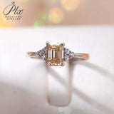 Emerald Cut Champagne Moissanite Cluster Ring Women Only Gifts For Festivals And Anniversaries