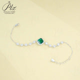 Lab Grown Columbia Emerald/Ruby 2-3ct Asscher Cut Bracelet White Gold Cultured Gemstone Bangle Luxury Gift for Her