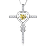 Moissanite Necklace 1CT 6.5mm Heart-Cross Pendant 925 Sterling Silver Women Wedding/Anniversary Special Gift Fine Jewelry Charms