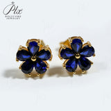 Flower-Shaped Earring Jewelry with Moissanite/Sapphire/Ruby 925 Sterling Silver Plated Screwback Earrings for Women