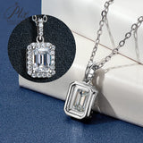 Emerald Cut 1/2CT 925 Sterling Silver Halo Moissanite Pendant Necklace Women Only Gifts For Festivals And Anniversaries