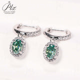 Total 4ct Green Oval Moissanite Drop Earrings with Certificate Passed Diamond Test Women 's Jewelry Christmas Gift S925 Silver