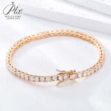 Four-Claw Tennis Bracelet With 5mm Round Moissanite Diamonds 925 Silver Plated With White Gold Daily Jewelry For Women Christmas & Anniversary Gift Allergy