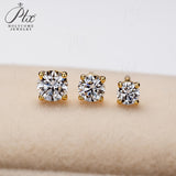 Cultivated Diamond Stud Earrings Round D Color VVS1 925 Sterling Silver Hypoallergenic Non Tarnish Minimal Commute Earring