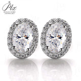 Oval Cut Moissanite Halo Stud Earrings Women Only Gifts For Festivals And Anniversaries