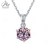Moissanite Pendant Classical 6 Prongs 12 Color 925 Sterling Sliver Fine Jewelry Necklace Lady Birth Stones Wedding Gift Jewel