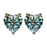 Heart Shaped Stud Earrings Lab Grown Gemstones Ruby Sapphire Emerald S925 Sterling Silver GRA Certificate Charms Birthday Gift