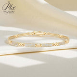 1mm Double-Row Round D-Color Moissanite Tennis Bracelet S925 Silver Plated With Yellow Gold First Choice For Gifting