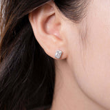 Emerald Cut Moissanite Halo Stud Earrings Women Only Gifts For Festivals And Anniversaries