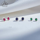 Lab Grown Gemstone Earring 1.7-2CT Oval Ruby Sapphire Colombia With Moissanite S925 Hypoallergenic Earring for Women Girls Gift