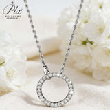 Circle Pendant Necklace 2CT D Color/Black/Champagne/Vivid Blue Round Moissanite S925 Plated Chain Perfect for Daily Party