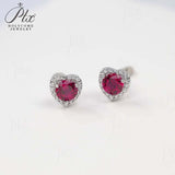 Lab Grown Gemstone Earrings Round/Heart/Heart/Pear Cuts Ruby/Sapphire 925 Silver Hypoallergenic Factory Direct Sales