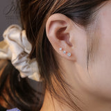 Cultivated Diamond Stud Earrings Round D Color VVS1 925 Sterling Silver Hypoallergenic Non Tarnish Minimal Commute Earring
