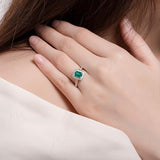 Adjustable 1CT Emerald Shape Lab Created Emerald Half Eternity Halo Ring