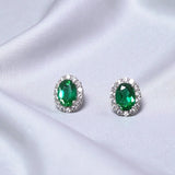 Lab Grown Gemstone Earring 1.7-2CT Oval Ruby Sapphire Colombia With Moissanite S925 Hypoallergenic Earring for Women Girls Gift