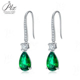 Lab Grown Gemstone Earrings 3.4-5.9CT Pear Ruby Sapphire Colombia Side Moisanite S925 Ear Studs Women Christmas Party Gift