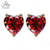 Heart Shaped Stud Earrings Lab Grown Gemstones Ruby Sapphire Emerald S925 Sterling Silver GRA Certificate Charms Birthday Gift