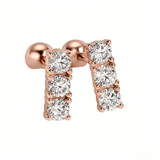 Moissanite 3-Stone Straight Row Earrings Round D With GRA 925 Sterling Silver Chic Fine Jewelry Gift for Mother's Day