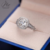Vintage European Cut Cushion Halo Moissanite Ring Women Only Gifts For Festivals And Anniversaries