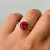 Customize Ring 6 Prongs Round Lab Grown Ruby Sapphire Columbia 925 Sterling Silver Wedding Engagement Band Charms Hypoallergenic