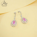 Water Drop Shaped Earrings Lab Grown Gemstone with Ruby Sapphire Padparadscha 925 Silver Earring for Women Girls Hypoallergenic
