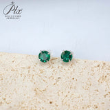 Round Colored Gemstones Earrings with Ruby Sapphire Colombia Padparadscha Paraiba S925 Four-claw Six-claw Design Fishion Gift