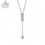 Classic Bubble Necklace D Color Round Moissanite Diamond S925 Silver Plated Dainty Chain for Enegament Party Daily Perfect Gift