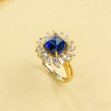 Finger Ring with 4CT Sugar Tower Lab Grown Sapphire Padparadscha 925 Silver for Women Man Engagement Banquet Accasion Christmas