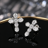 Men's Hip Hop Cross Earrings 925 Sterling Silver Low Allergy VVS1 GRA Certified Moissanite Iced Out Stud Earrings Luxury Ear Jewelry for Men Women Gift Ready Daily Wearable