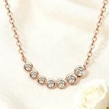 Seven-Round Bezel-Set Necklace with D Color Round Moissanite S925 Plated White Yellow Rose Gold Chain Engagement Chrisrmas Daily