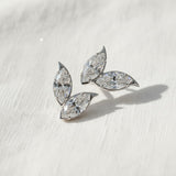 Double Clover Earrings with4CT D Color Marquise Cut Moissanite 925 Silver Plated White Yellow Gold Ear Stud Fashion Daily Jewely