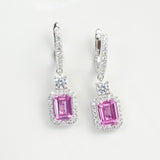 Emerald Cut 2.7-4CT Custom Earrings for Women Lab Grown Gemstones Ruby/Sapphire/Padparadscha Hypoallergenic Christmas Gift