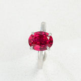 Egg-shaped Ring with Lab Grown Ruby Sapphire Zambian Padparadscha 925 Silver Circle for Engagement Christmas Party Fine Jewely