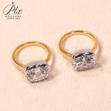 5CT Cushion Cut Moissanite Ring for Women Solid 18K 14K 10K Yellow Gold Two Tone Ring for Christmas Gifts