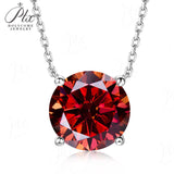 Necklace Moissanite 4-Prongs Pendant Multicolor Round 6.5mm Multicolor Gemstone Jewelry Women Birthday Engagement Gift Charms