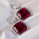 Lab-Grown Gemstone Earrings with D Color Moissanite 925 Silver Chubby Rectangular Anniversary Gift Hypoallergenic