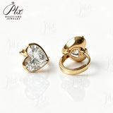 Exquisite Lab Grown Diamond Earrings New Arrival Design 10K/14K/18K Solid Yellow Gold Heart Cut 2ct DEF VVS Minimalist Stud Earrings for Women Hypoallergenic for Daily Wear Factory Direct Supply