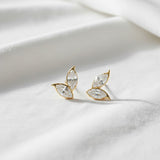 Double Clover Earrings with4CT D Color Marquise Cut Moissanite 925 Silver Plated White Yellow Gold Ear Stud Fashion Daily Jewely
