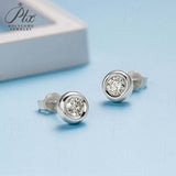 Round Moissanite Bezel Setting Stud Earrings Women Only Gifts For Festivals And Anniversaries