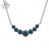 Moissanite Multicolor 2.8CT Necklace Seven Princess Round Cut Pendant For Women Wedding Anniversary Party Jewelry Gifts Charms
