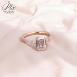 Diamond Ring Customize 2ct Emerald Cut 10K 14K 18K 925 Silver Proposal Band jewelry for Woman Hypoallergenic Birthday Gift